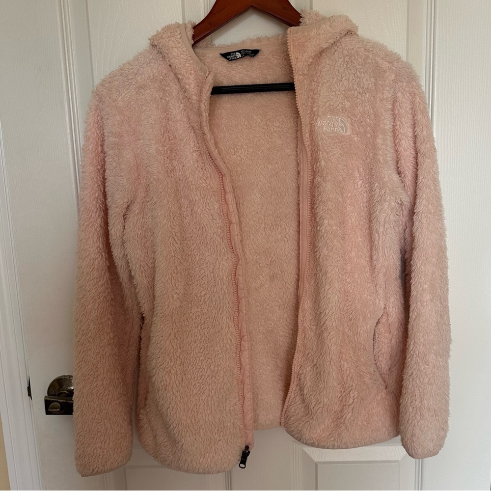 Girls Pink Fleece Hoodie Jacket L (14/16) The North Face Soft Plush - Picture 5 of 15